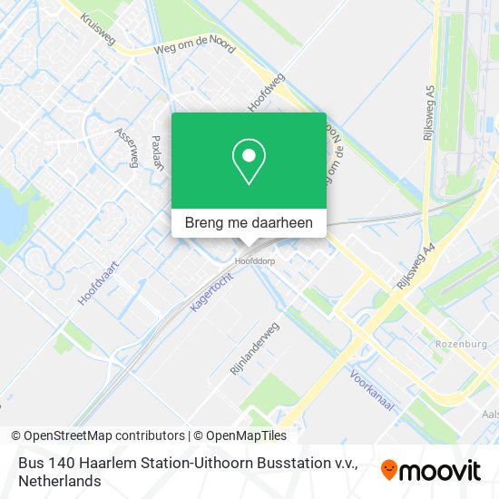 Bus 140 Haarlem Station-Uithoorn Busstation v.v. kaart