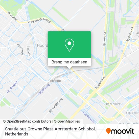 Shuttle bus Crowne Plaza Amsterdam Schiphol kaart