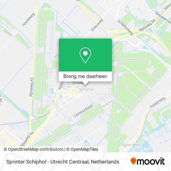 Sprinter Schiphol - Utrecht Centraal kaart