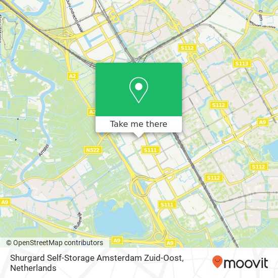 Shurgard Self-Storage Amsterdam Zuid-Oost kaart