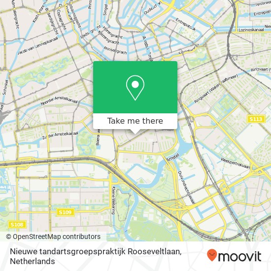 Nieuwe tandartsgroepspraktijk Rooseveltlaan kaart