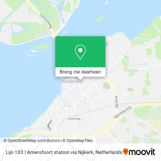 Lijn 103 | Amersfoort station via Nijkerk kaart