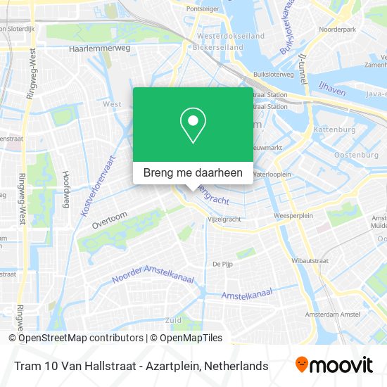 Tram 10 Van Hallstraat - Azartplein kaart