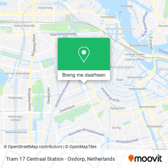 Tram 17 Centraal Station - Osdorp kaart