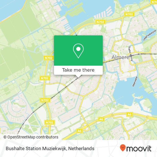 Bushalte Station Muziekwijk kaart