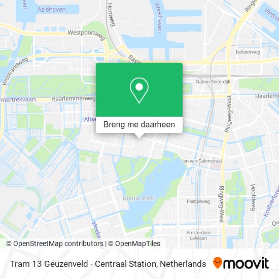 Tram 13 Geuzenveld - Centraal Station kaart