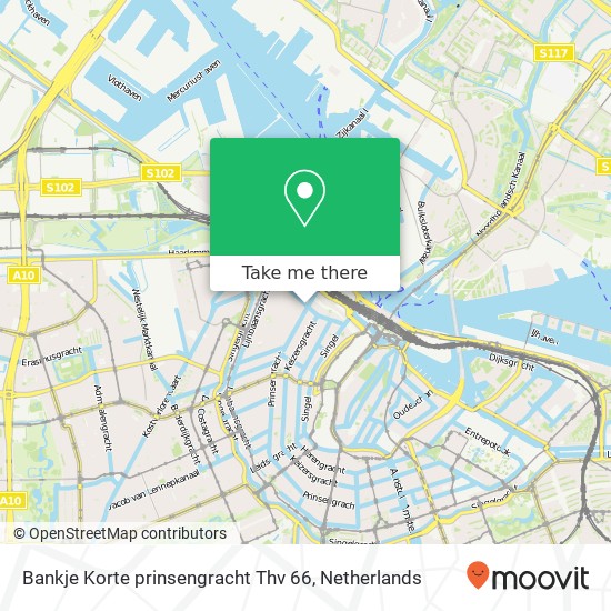 Bankje Korte prinsengracht Thv 66 kaart