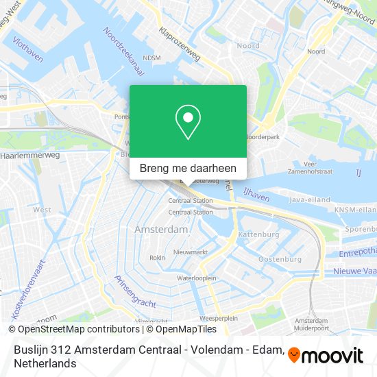Buslijn 312 Amsterdam Centraal - Volendam - Edam kaart