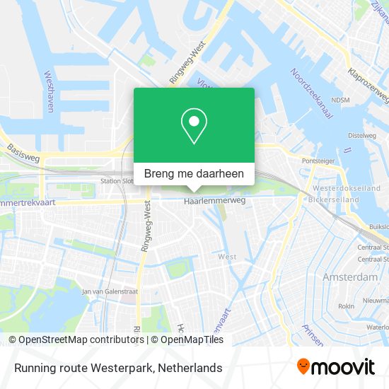 Running route Westerpark kaart