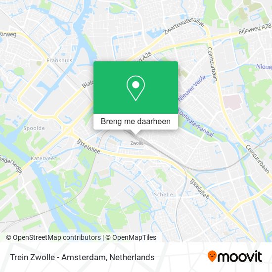 Trein Zwolle - Amsterdam kaart