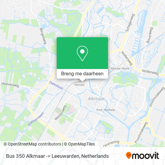 Bus 350 Alkmaar -> Leeuwarden kaart