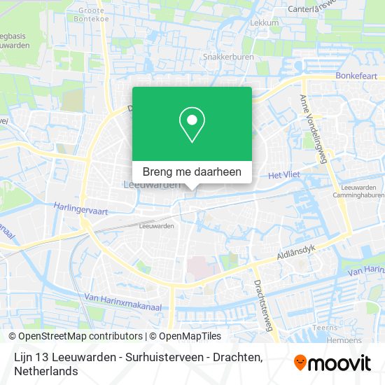 Lijn 13 Leeuwarden - Surhuisterveen - Drachten kaart