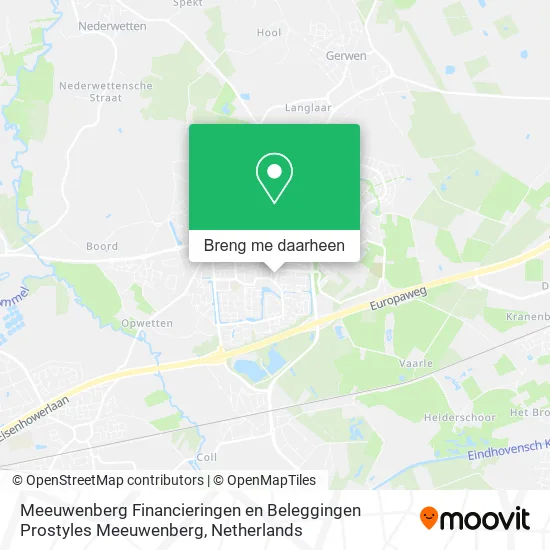 Meeuwenberg Financieringen en Beleggingen Prostyles Meeuwenberg kaart