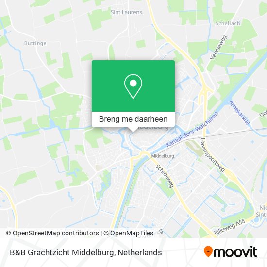 B&B Grachtzicht Middelburg kaart