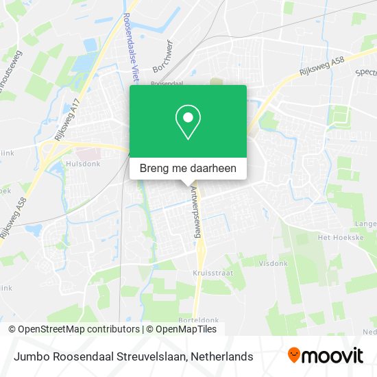 Jumbo Roosendaal Streuvelslaan kaart