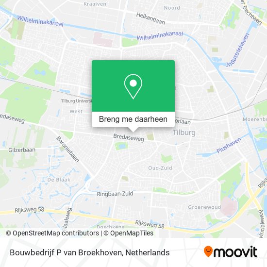 Bouwbedrijf P van Broekhoven kaart