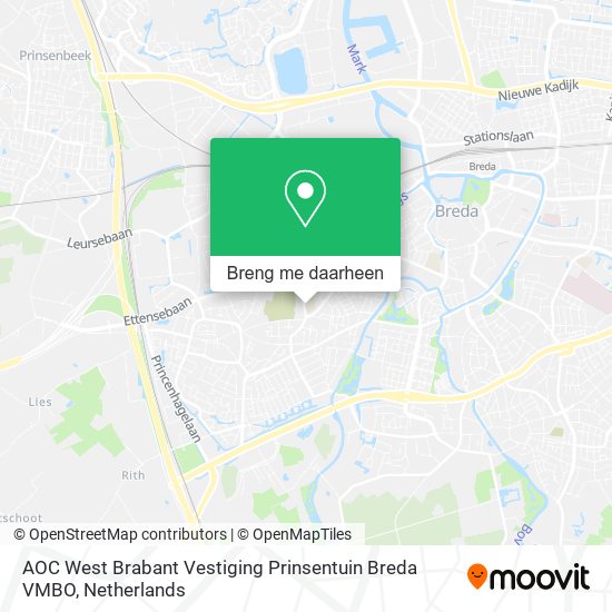 AOC West Brabant Vestiging Prinsentuin Breda VMBO kaart