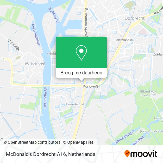 McDonald's Dordrecht A16 kaart