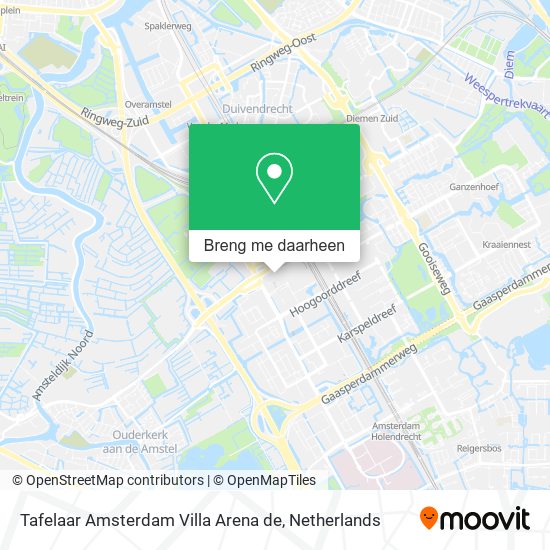 Tafelaar Amsterdam Villa Arena de kaart