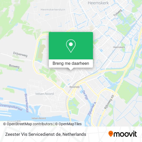 Zeester Vis Servicedienst de kaart