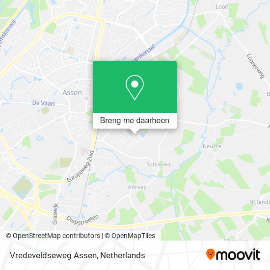 Vredeveldseweg Assen kaart