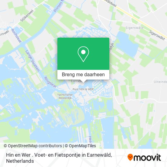 Hin en Wer . Voet- en Fietspontje in Earnewâld kaart