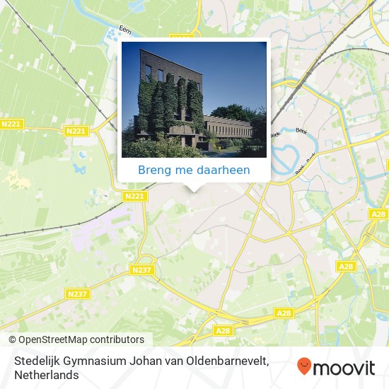 Stedelijk Gymnasium Johan van Oldenbarnevelt kaart