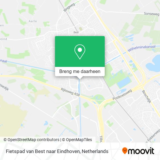 Fietspad van Best naar Eindhoven kaart
