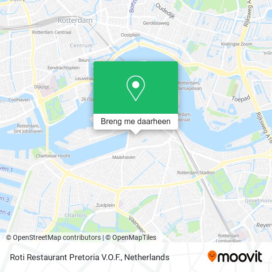 Roti Restaurant Pretoria V.O.F. kaart
