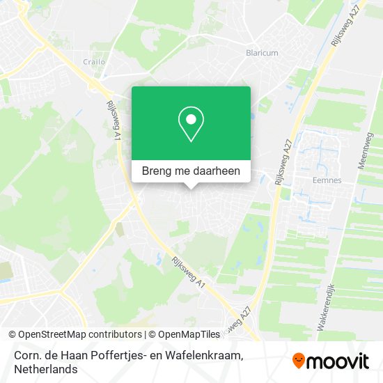 Corn. de Haan Poffertjes- en Wafelenkraam kaart