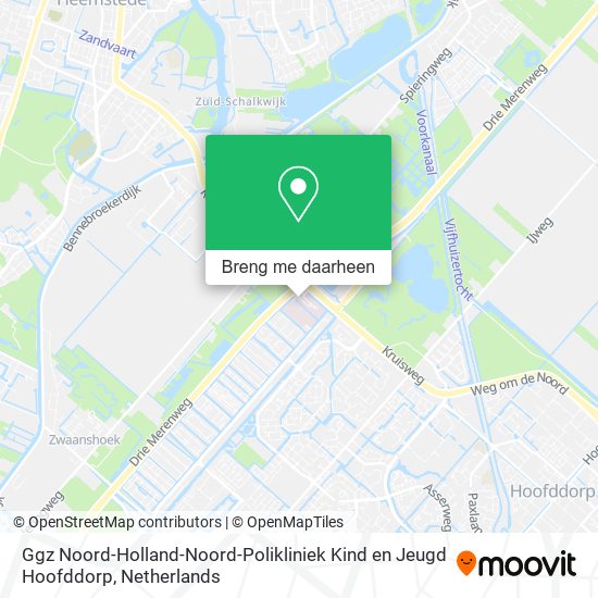 Ggz Noord-Holland-Noord-Polikliniek Kind en Jeugd Hoofddorp kaart