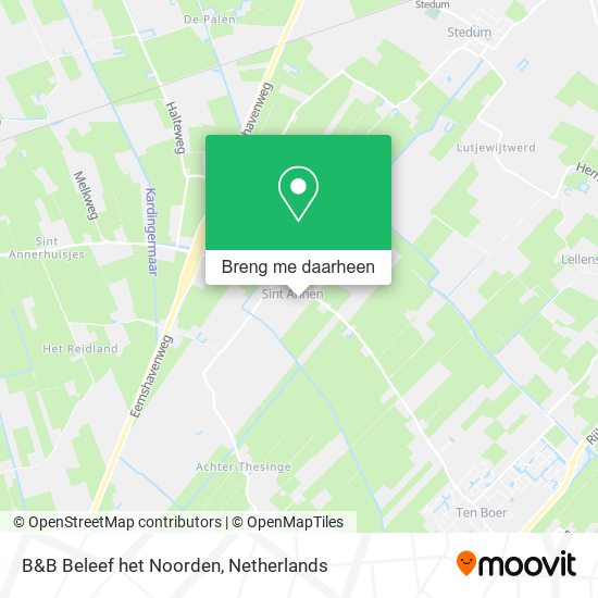 B&B Beleef het Noorden kaart