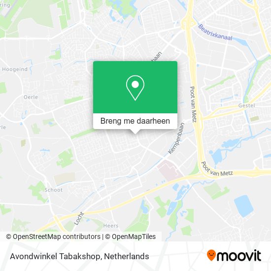 Avondwinkel Tabakshop kaart
