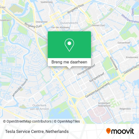 Tesla Service Centre kaart