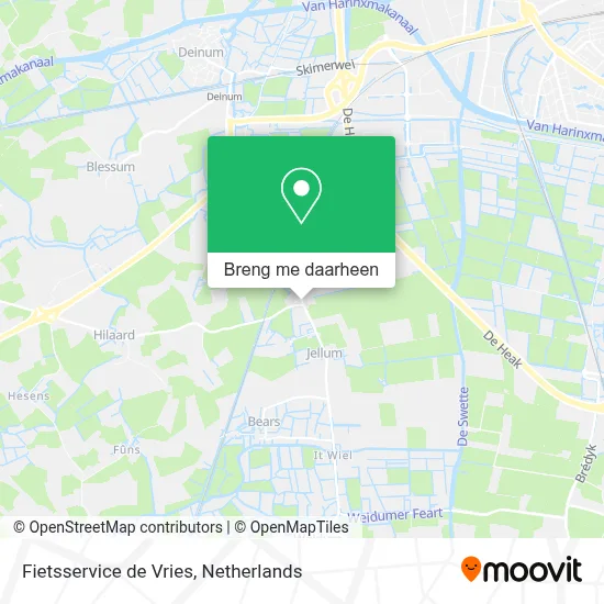 Fietsservice de Vries kaart