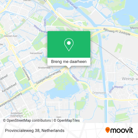 Provincialeweg 38 kaart