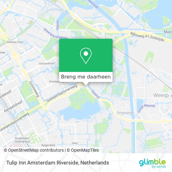 Tulip Inn Amsterdam Riverside kaart