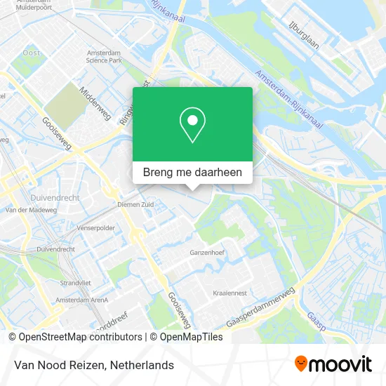 Van Nood Reizen kaart
