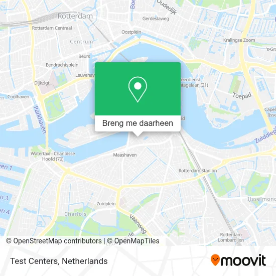 Test Centers kaart