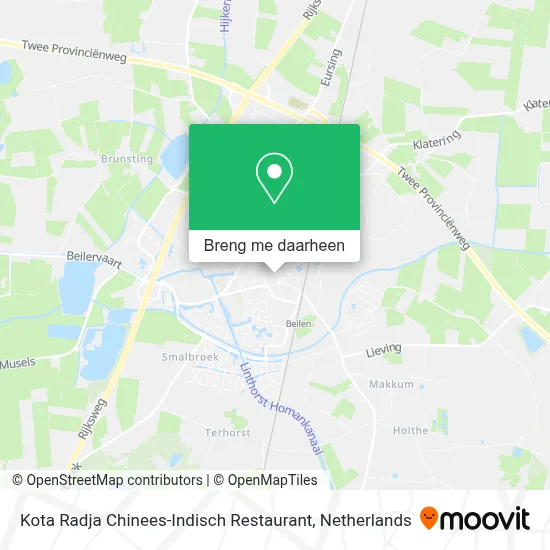 Kota Radja Chinees-Indisch Restaurant kaart