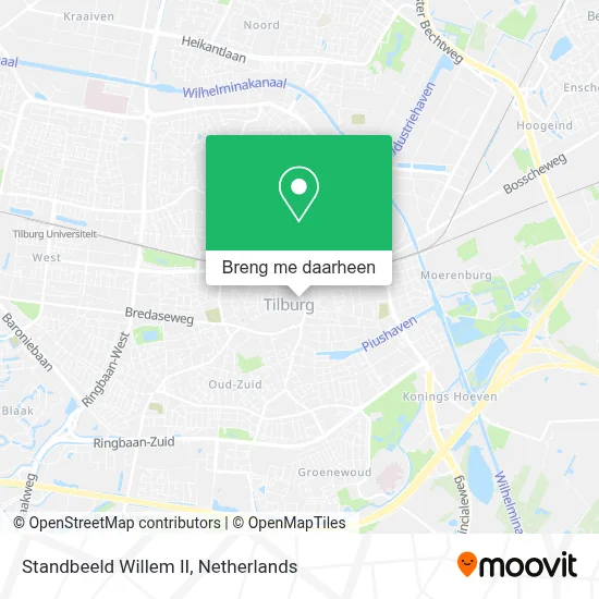Standbeeld Willem II kaart