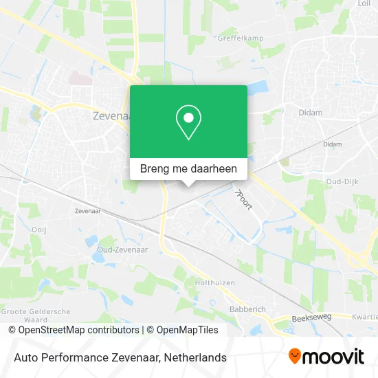 Auto Performance Zevenaar kaart