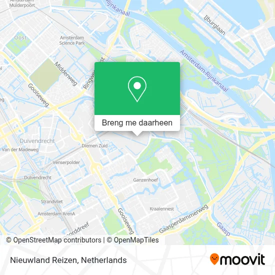 Nieuwland Reizen kaart