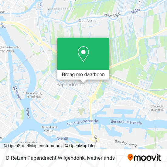 D-Reizen Papendrecht Wilgendonk kaart