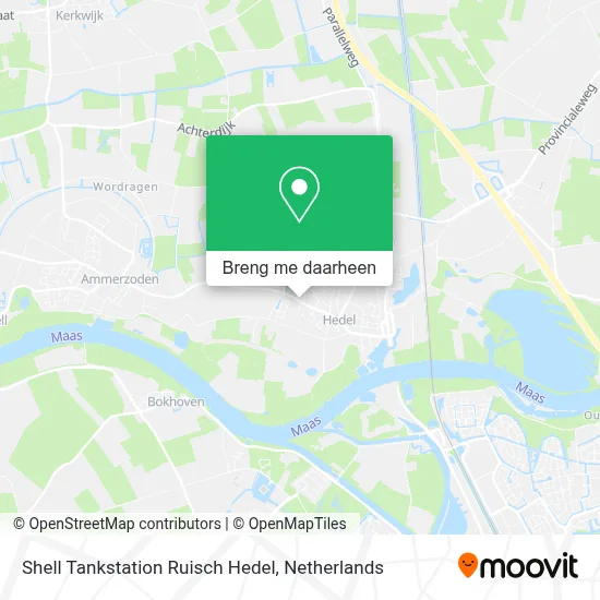 Shell Tankstation Ruisch Hedel kaart