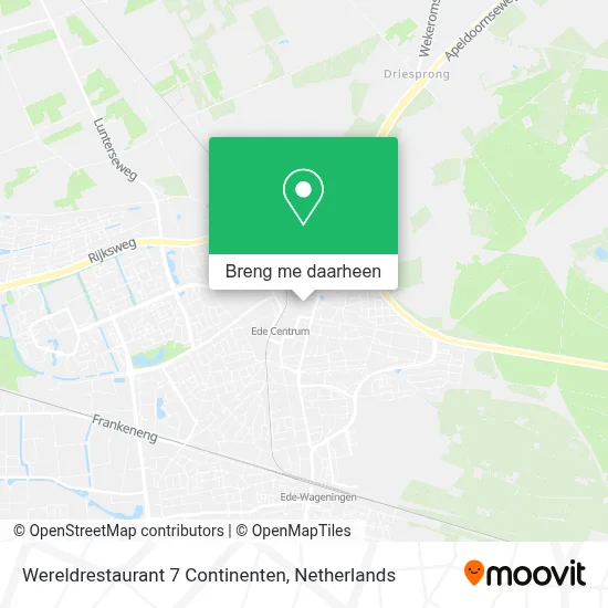 Wereldrestaurant 7 Continenten kaart