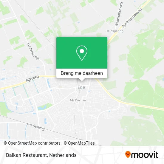 Balkan Restaurant kaart