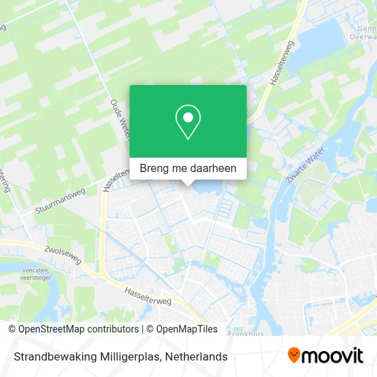 Strandbewaking Milligerplas kaart