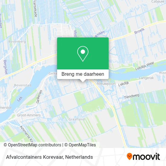 Afvalcontainers Korevaar kaart