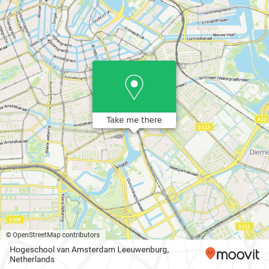 Hogeschool van Amsterdam Leeuwenburg kaart